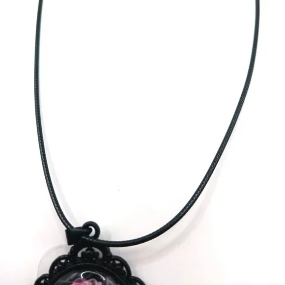 Gothic Cameo Choker Pink Rose Necklace with Chain New - Picture 6 of 10
